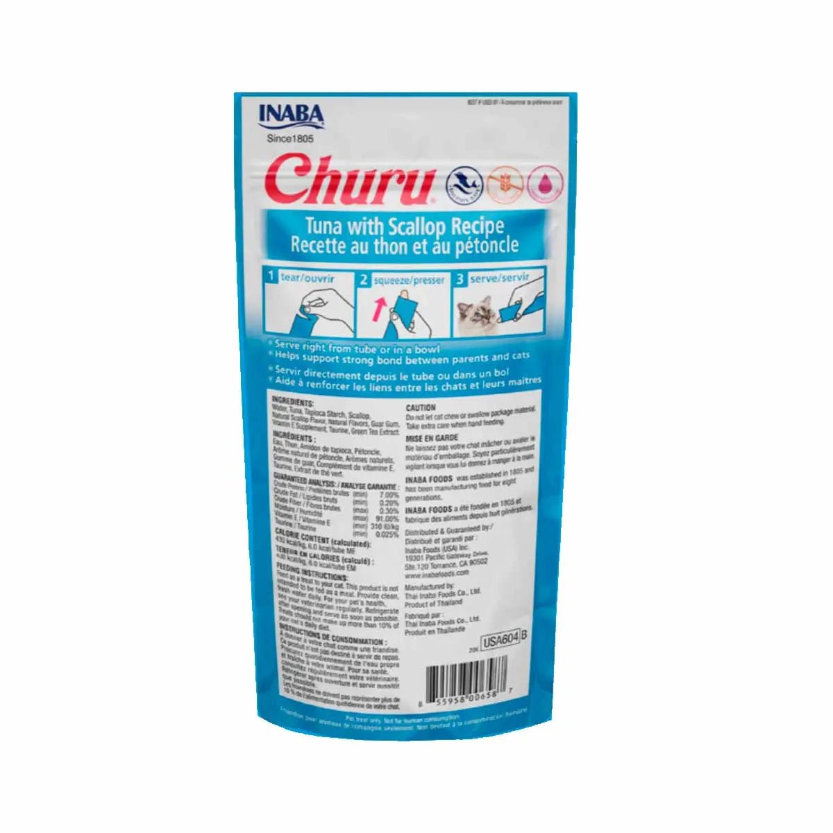 PAQUETE 20 PZ DE PREMIOS CHURUS PARA GATO ATÚN CON VIEIRAS + REGALO - FridaPets - Gato - Alimento - Húmedo - INABA