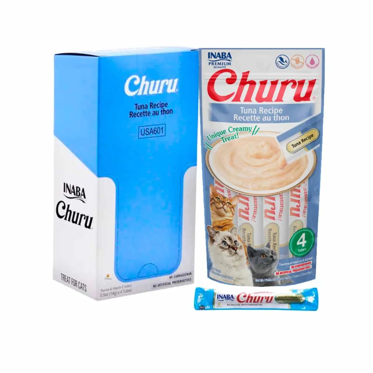 PAQUETE 20 PZ DE PREMIOS CHURUS PARA GATO ATÚN + REGALO - FridaPets - Gato - Alimento - Húmedo - INABA