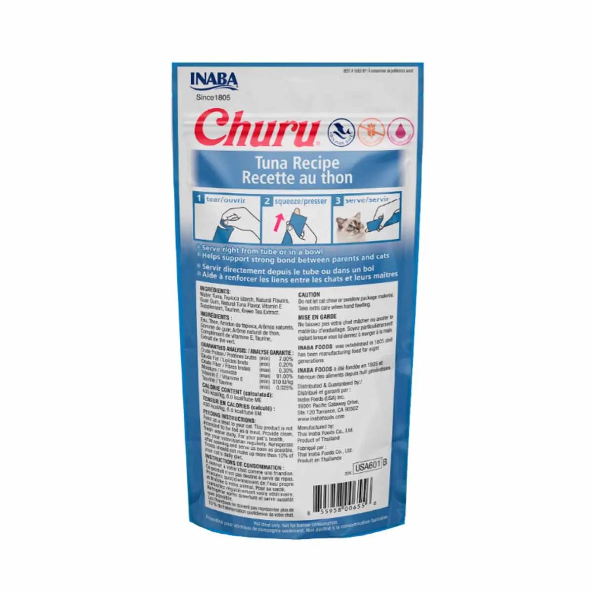 PAQUETE 20 PZ DE PREMIOS CHURUS PARA GATO ATÚN + REGALO - FridaPets - Gato - Alimento - Húmedo - INABA
