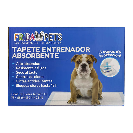 Tapetes entrenadores Frida Pets XL, paquete con 50 piezas de 76 por 58 cm