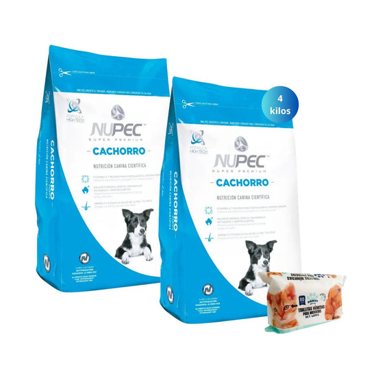 2 Costales De Croquetas Nupec Cachorro 2kg + Toallitas - FridaPets - Perro - Alimento - Seco - Nupec