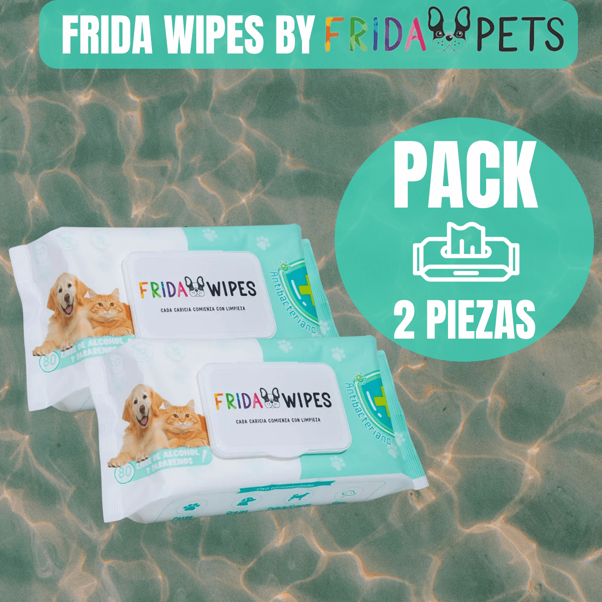 2 Pack 160 Toallitas Humedas Limpiadoras Pawsy Perros Gatos - FridaPets - Perro y gato - Accesorios - Frida Pets