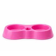 Vista frontal del plato doble rosa fucsia