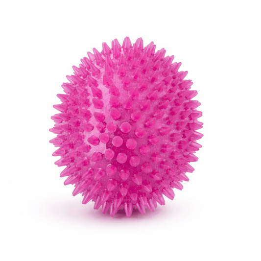 Pelota rosa con púas para perro