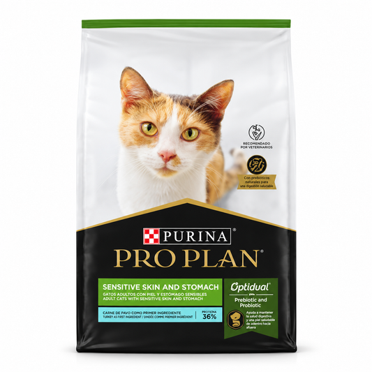 Bolsa de Purina Pro Plan Sensitive Skin & Stomach con OptiDual y pavo para gatos adultos