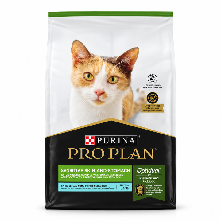 Bolsa de Purina Pro Plan Sensitive Skin & Stomach con OptiDual y pavo para gatos adultos