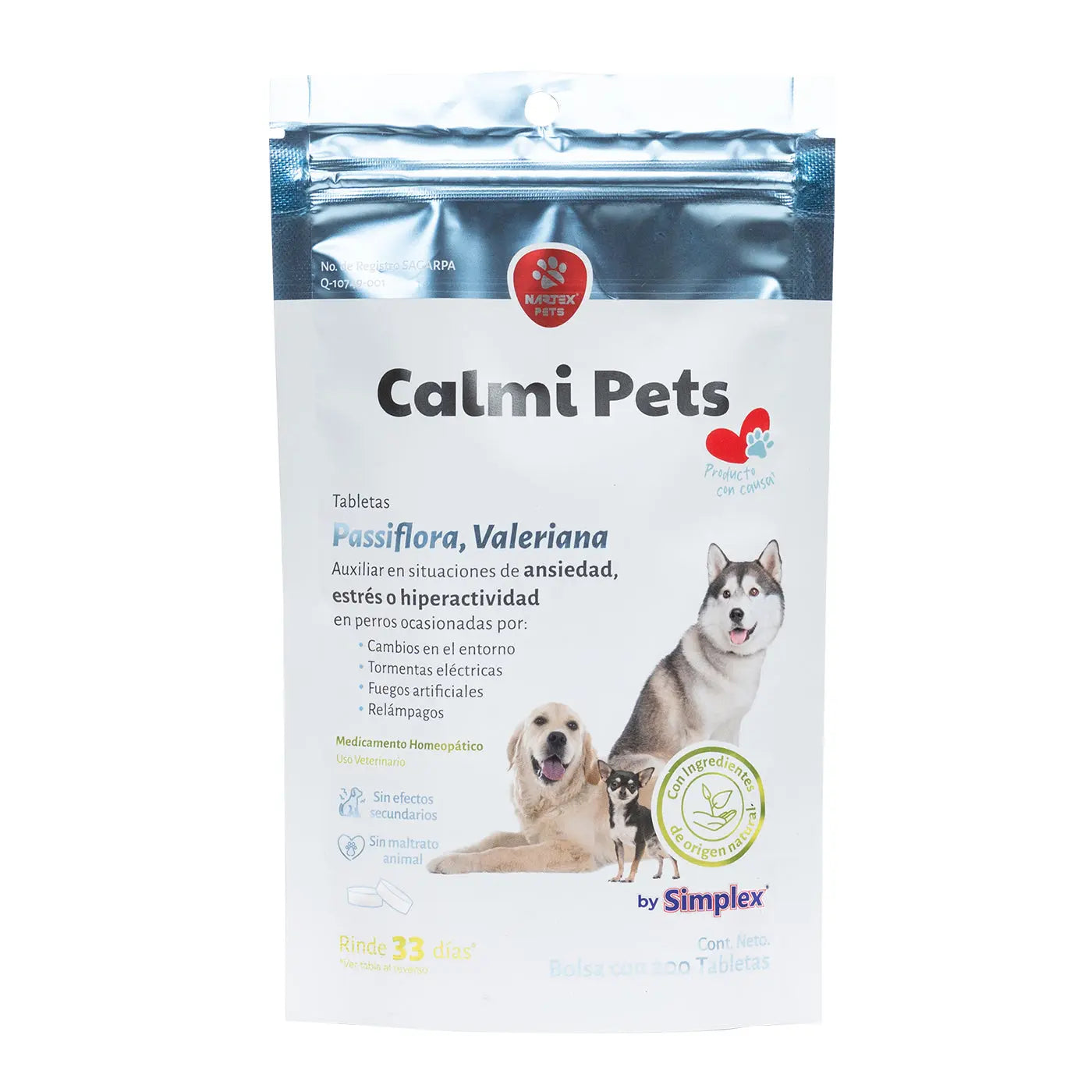 Calmi Pets Tabletas con Pasiflora y Valeriana para Perros - Nertex Nartex
