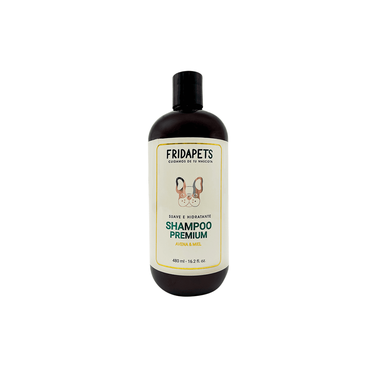 Shampoo Premium Frida Pets Avena y Miel, botella de 480 ml