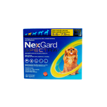 Caja de NexGard Spectra de una tableta, con franja amarilla para perros de 3.6 a 7.5 kg.