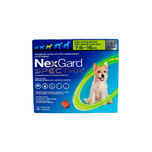 Caja de NexGard Spectra de una tableta, con franja verde para perros de 7.6 a 15 kg.