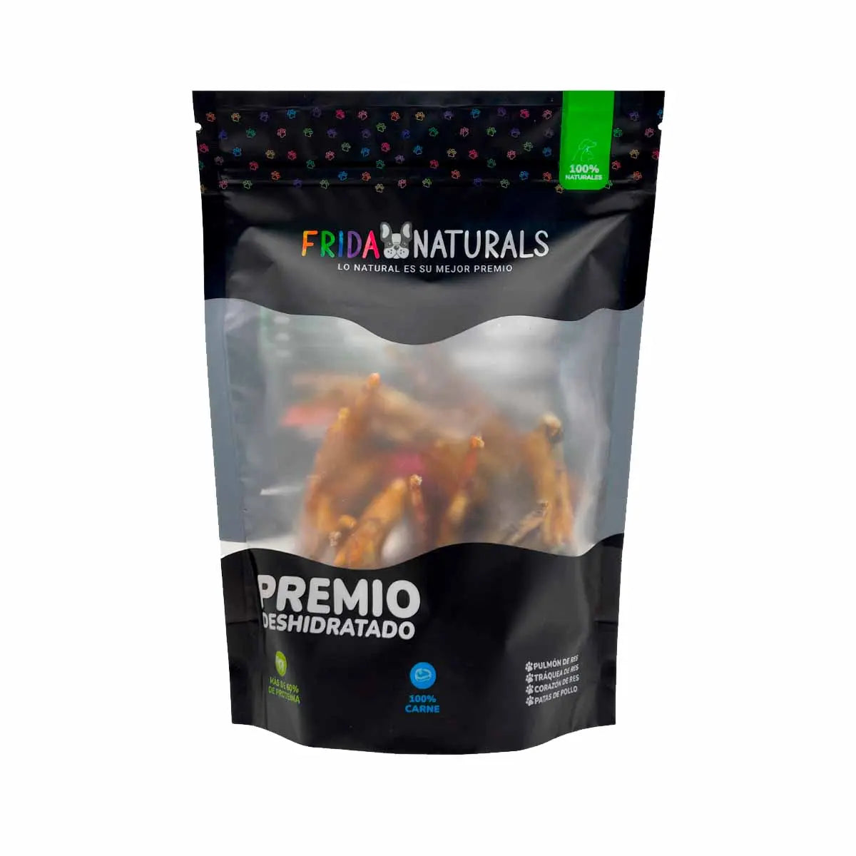 PREMIOS PARA PERROS PATA DE POLLO, PULMON Y TRAQUEA DE RES Frida Naturals