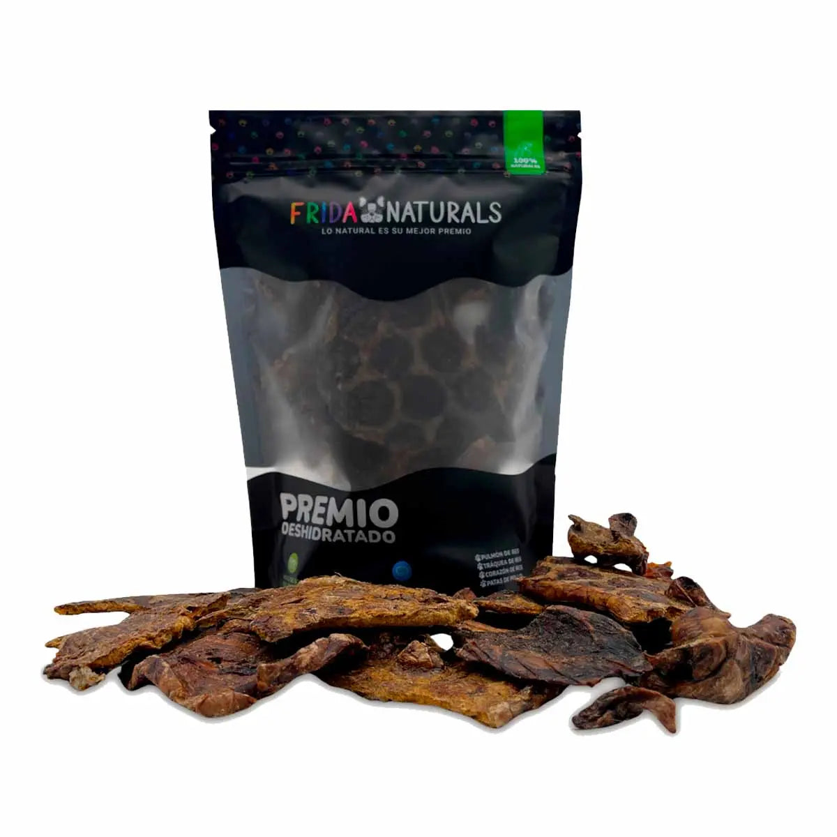 PREMIOS PARA PERROS PATA DE POLLO, PULMON Y TRAQUEA DE RES Frida Naturals