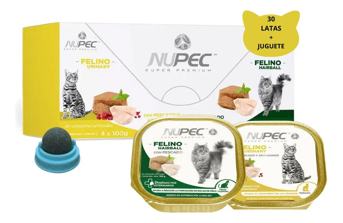 Pack Nupec Gato 30 Latas 15 Urinary & 15 Hairball + Regalo Nupec
