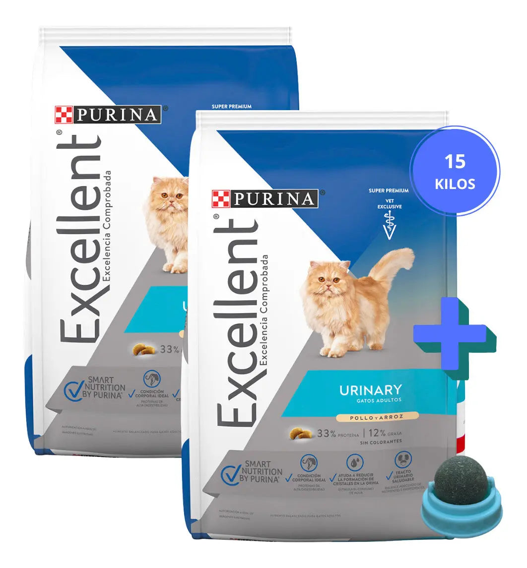 Paquete 2 Croquetas Excellent Gato Urinary 7.5 Kg + Regalo Excellent