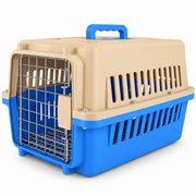 Transportadora grande Frida Pets beige con azul
