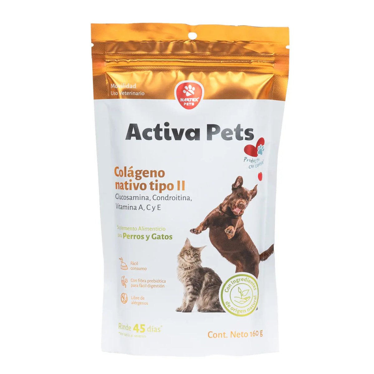 Activa Pets Colágeno Nativo Tipo II - Nartex - FridaPets - Perro y gato - Snacks - Nartex