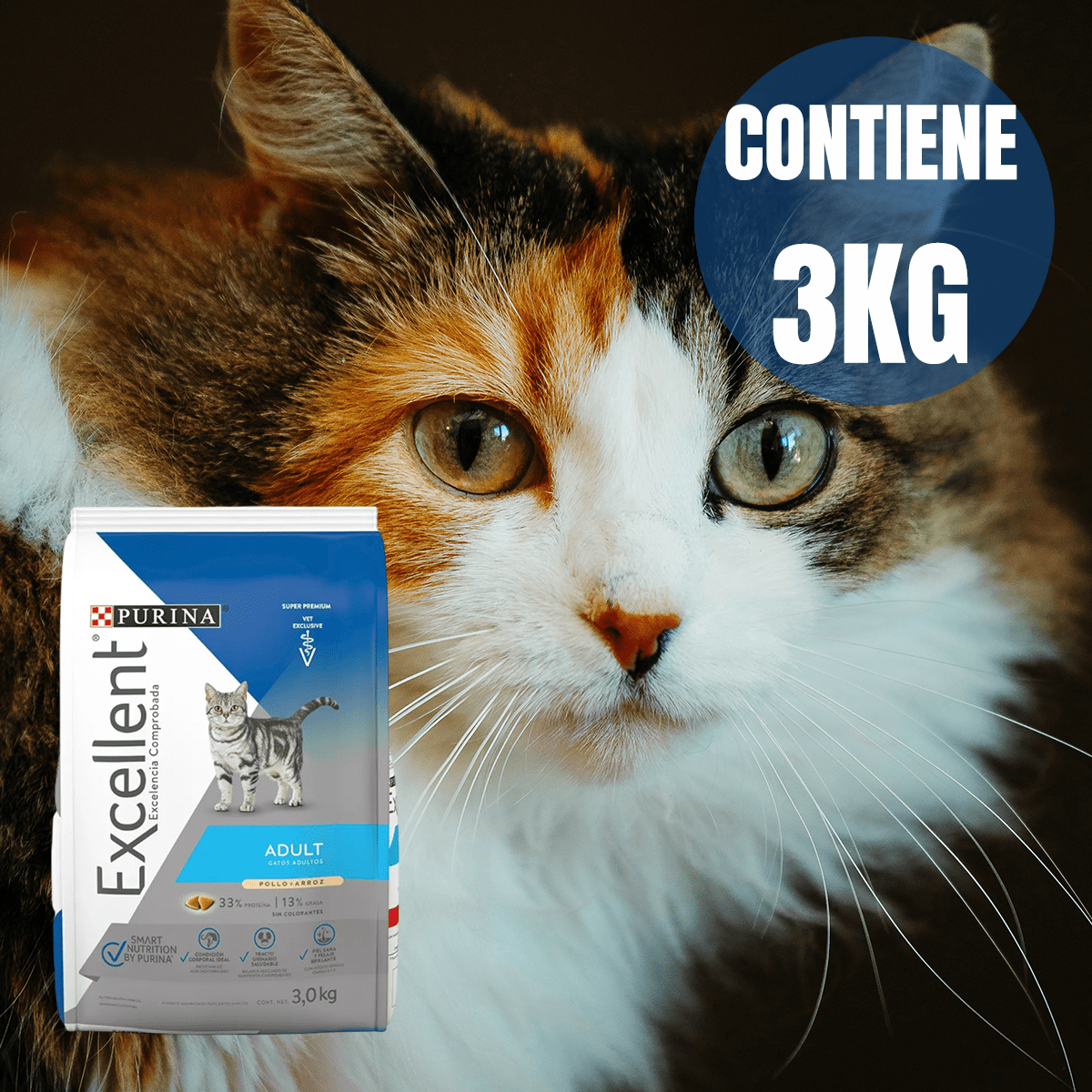 Alimento Excellent Gato Adulto 3kg + Regalo para Gato - FridaPets - Gato - Alimento - Seco - Excellent