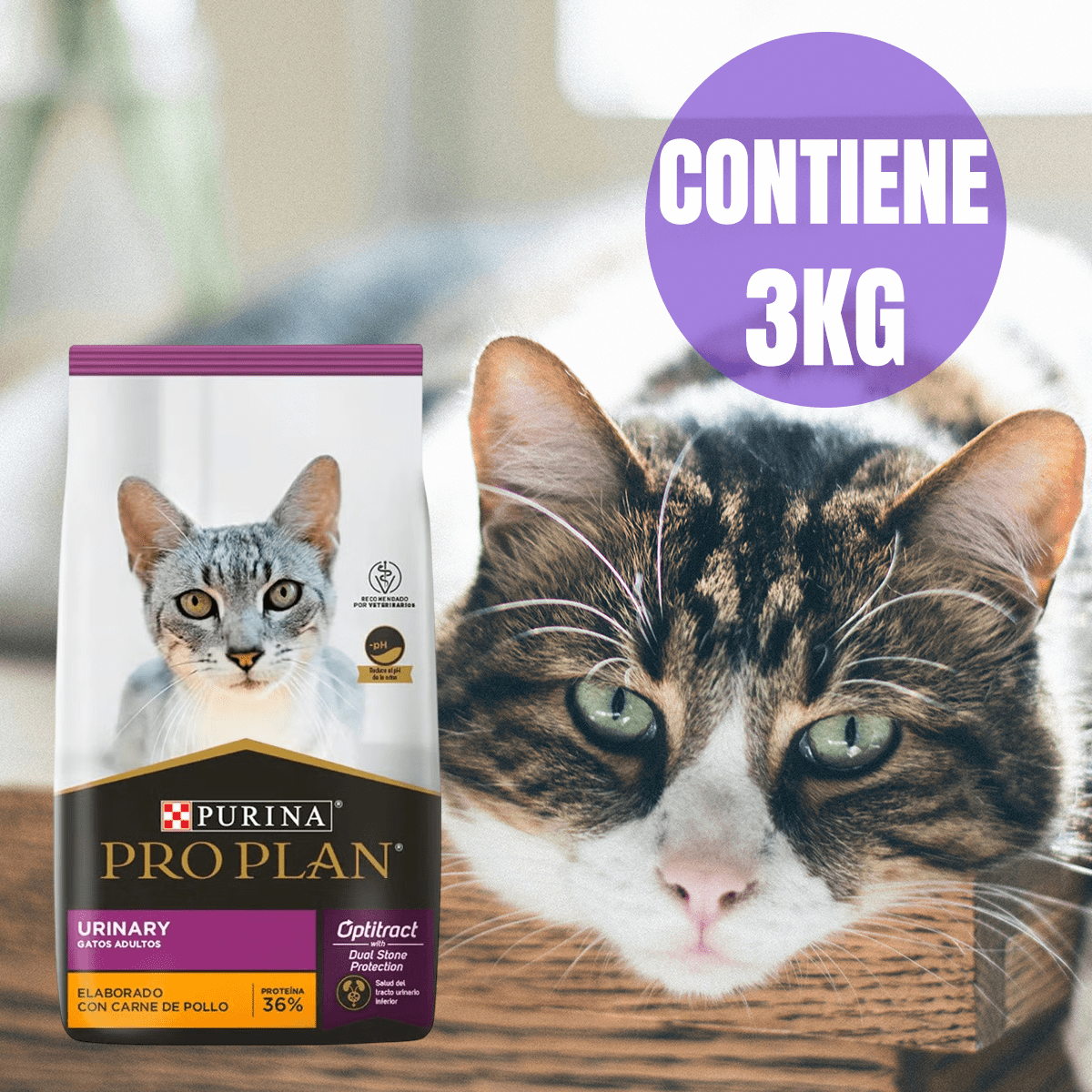 Alimento Para Gato Pro Plan Urinary Sabor Pollo 3kg + Regalo - FridaPets - Gato - Alimento - Seco - ProPlan