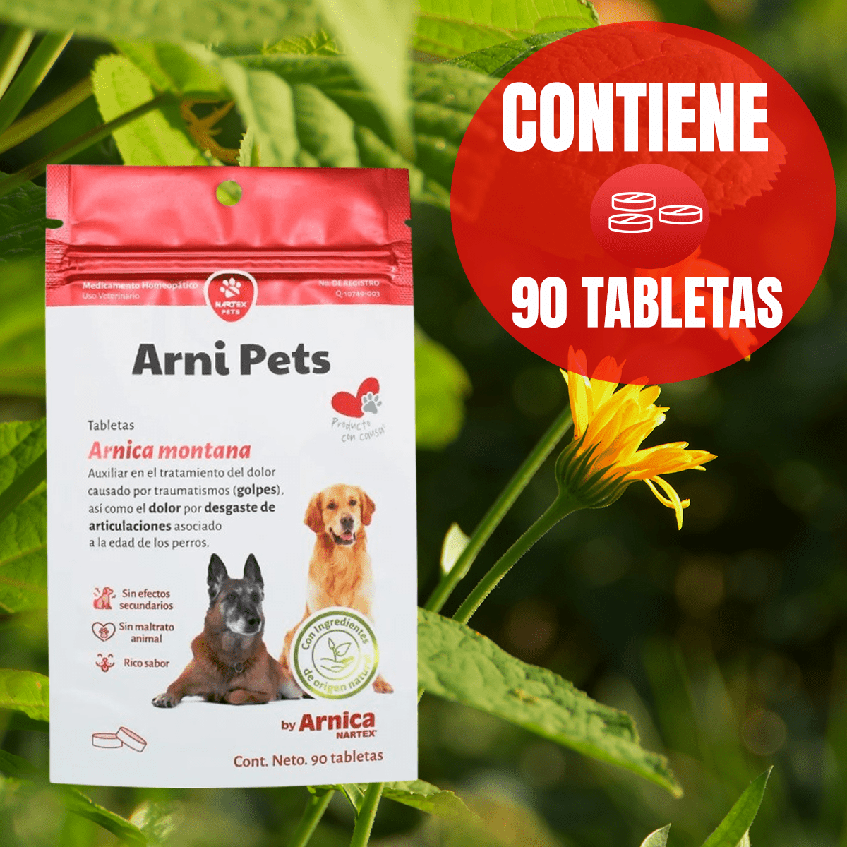 Arni Pets Tabletas con Árnica Montana - Nartex - FridaPets - Perro - Snacks - Nartex