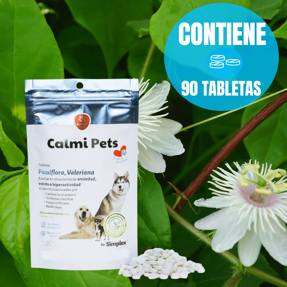 Calmi Pets Tabletas con Pasiflora y Valeriana para Perros - Nartex - FridaPets - Perro - Salud y bienestar - Nartex