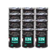 Doce latas de Purina Pro Plan Veterinary Diets EN Gastroenteric para perros, dispuestas en cuatro filas.