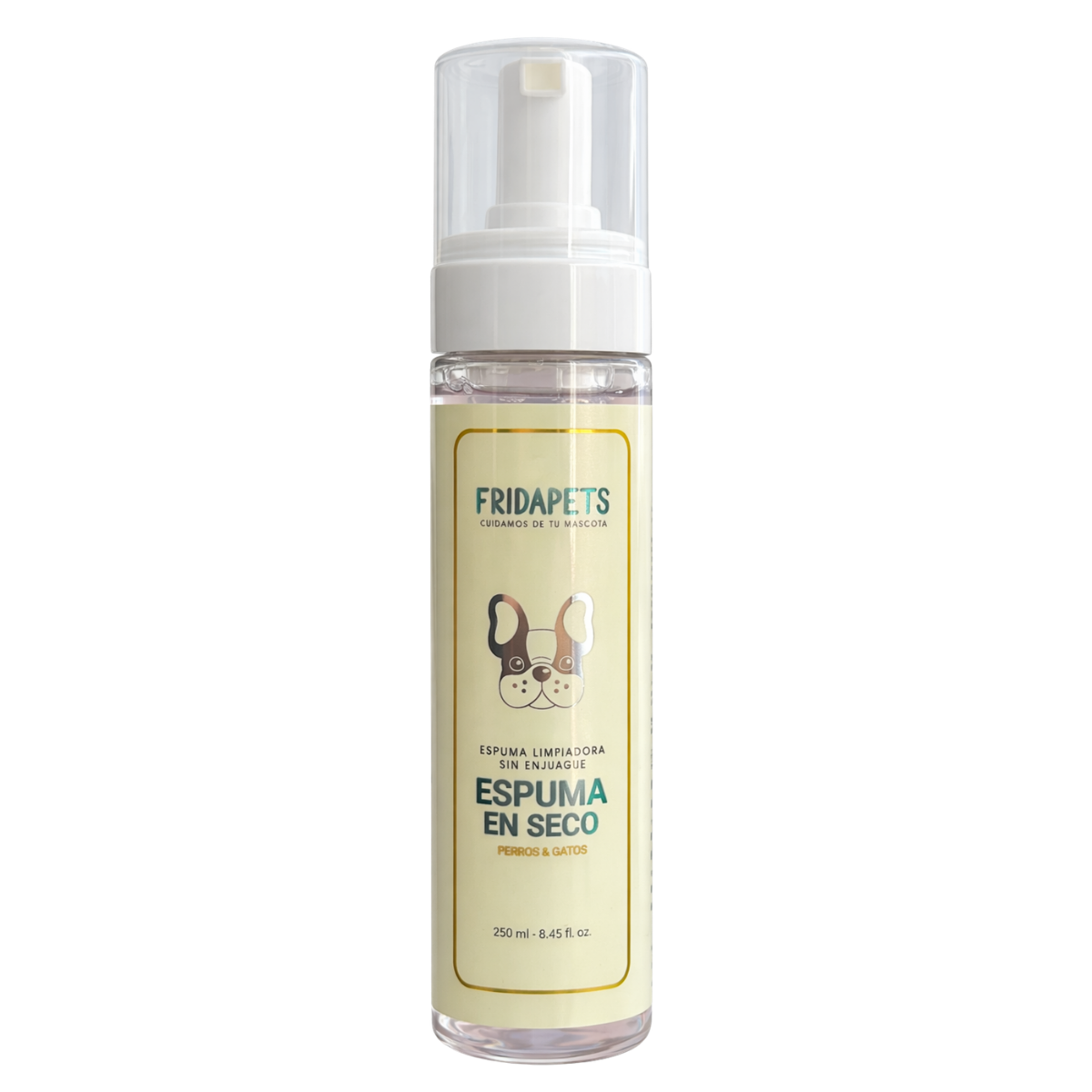 Espuma limpiadora sin enjuague Frida Pets, botella de 250 ml para perros y gatos