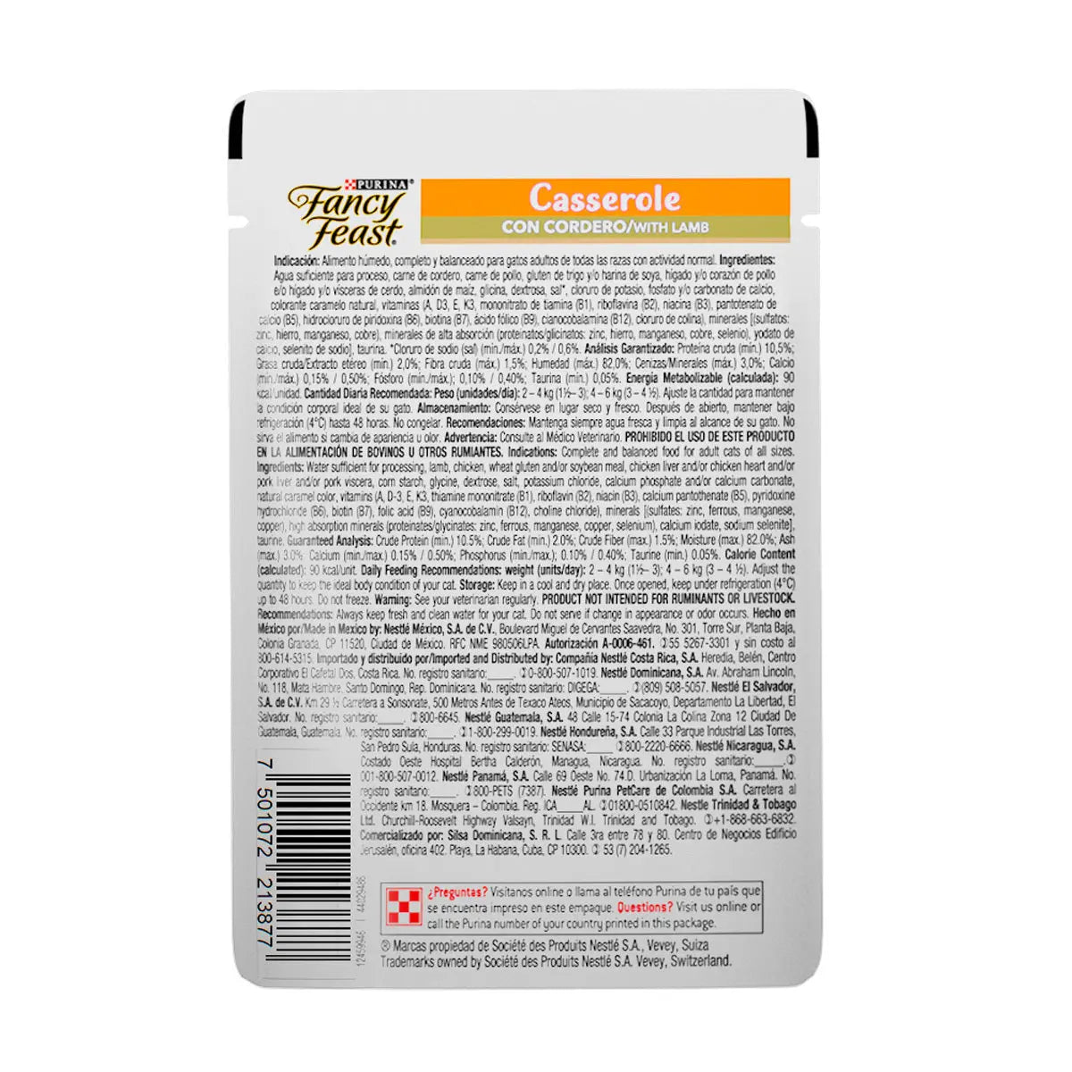 Fancy Feast Casserole de Cordero para Gato Adulto | Pack 20 Sobres Gourmet y Nutritivos - FridaPets - Gato - Alimento - Húmedo - Purina