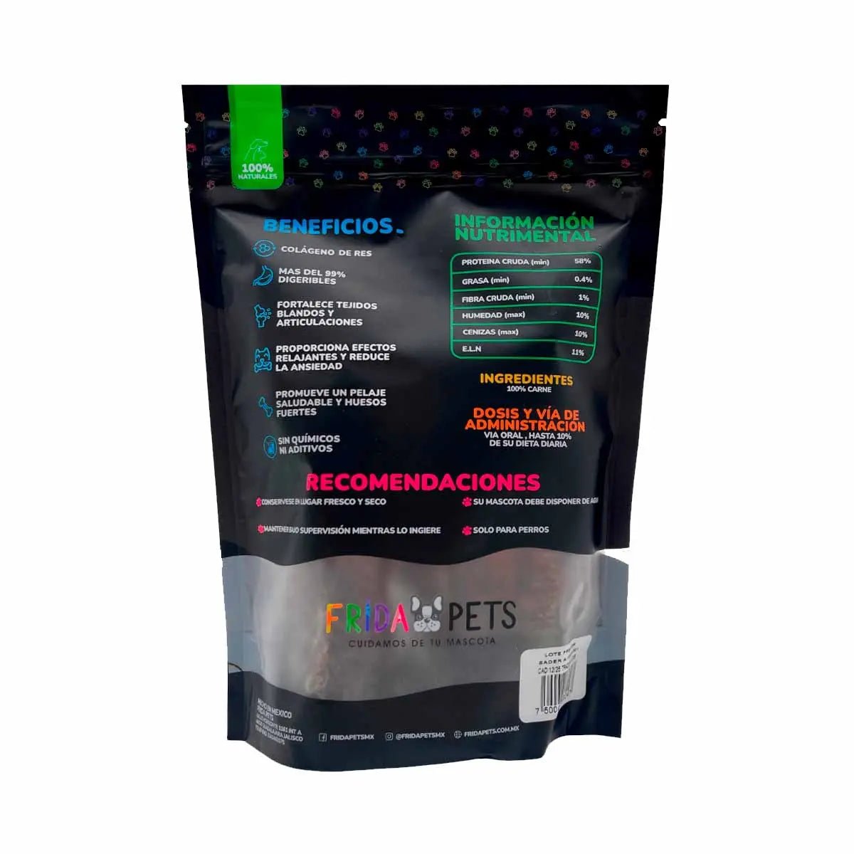 FRIDA NATURALS 3 BOLSAS DE TRAQUEA DE RES DESHIDRATADA PREMIOS PARA PERROS - FridaPets - Perro - Snacks - Frida Naturals