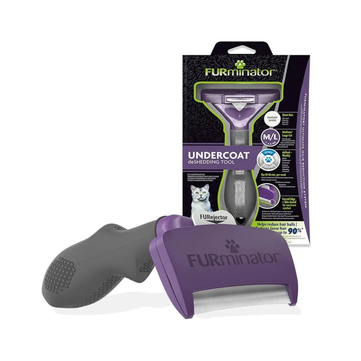 FURminator Cepillo Deslanador para Pelo Corto - Gatos Medianos y Grandes - FridaPets - Gato - Accesorios - Furminator