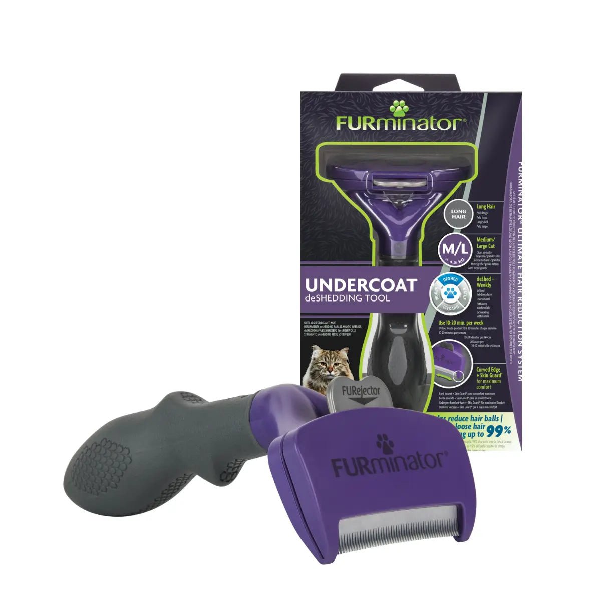 FURminator Cepillo Deslanador para Pelo Largo - Gatos Medianos y Grandes - FridaPets - Gato - Accesorios - FridaPets