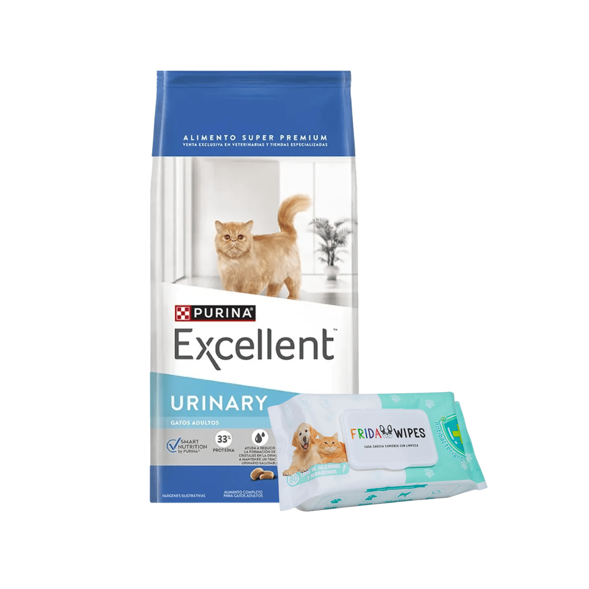 Pack Excellent Gato Adulto Urinary 7.5kg + Toallitas Húmedas - FridaPets - Gato - Alimento - Seco - Excellent