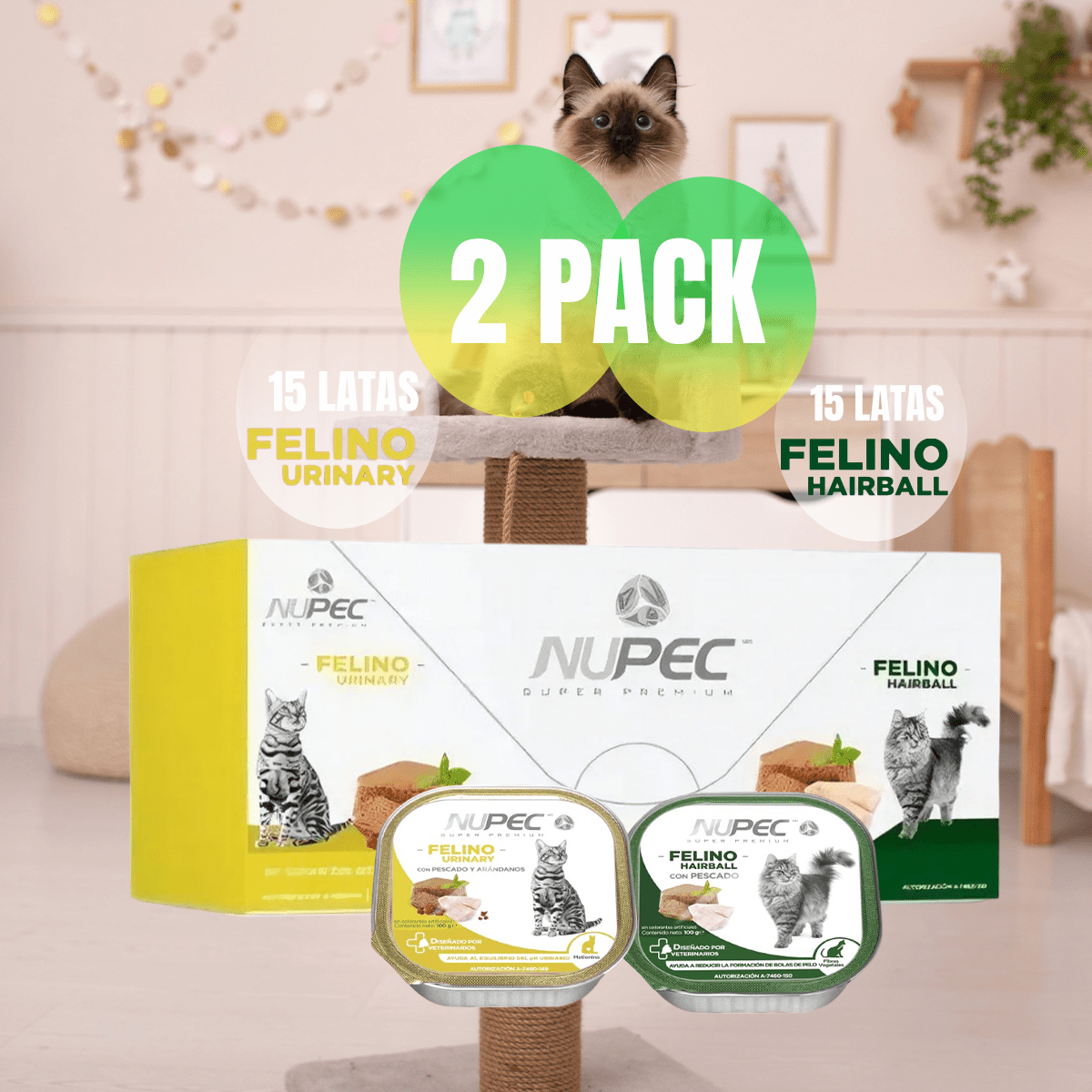 Pack Nupec Gato 30 Latas 15 Urinary & 15 Hairball + Regalo - FridaPets - Gato - Alimento - Húmedo - Nupec