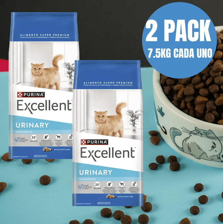 Paquete 2 Croquetas Excellent Gato Urinary 7.5 Kg + Regalo - FridaPets - Gato - Alimento - Seco - Excellent