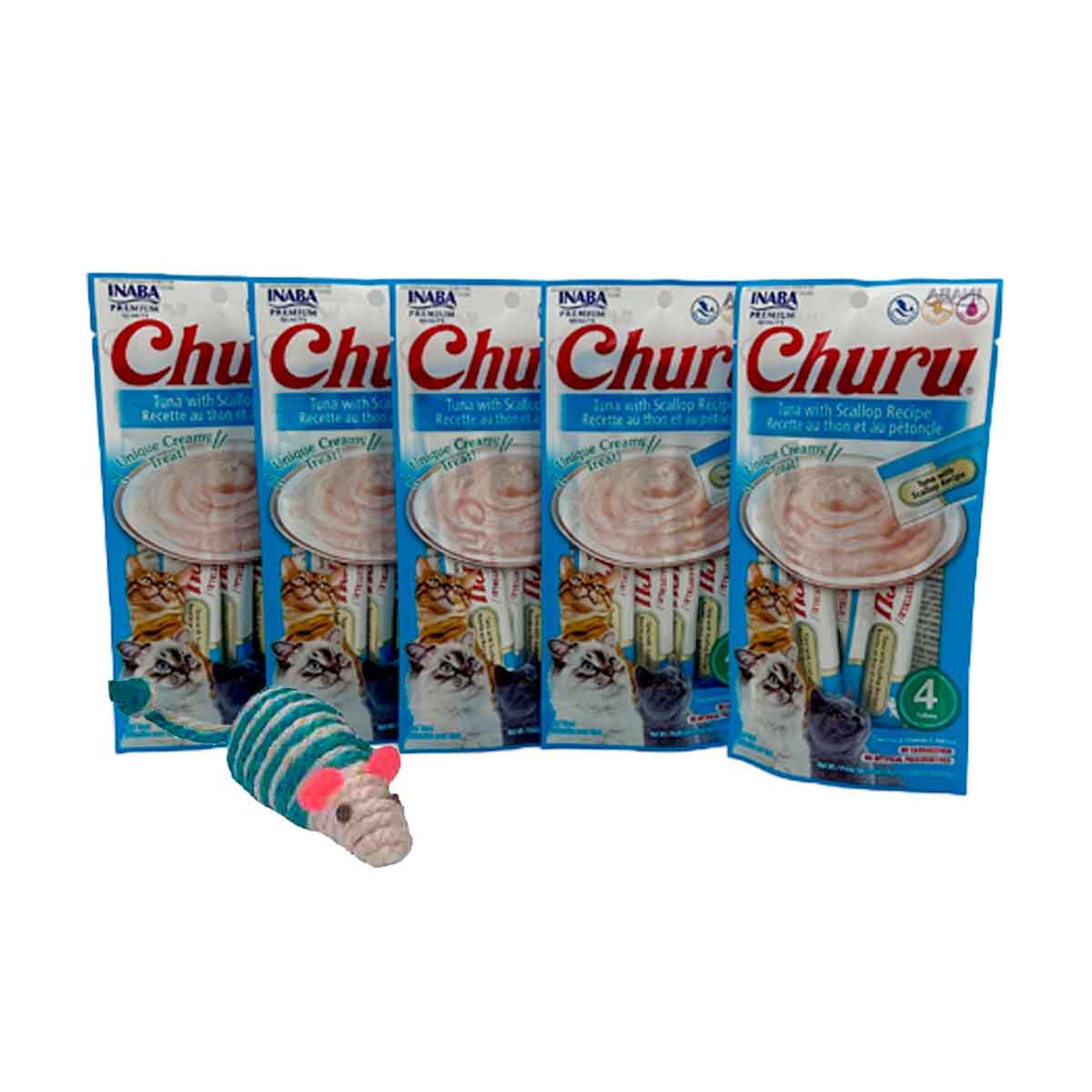 PAQUETE 20 PZ DE PREMIOS CHURUS PARA GATO ATÚN CON VIEIRAS + REGALO - FridaPets - Gato - Alimento - Húmedo - INABA