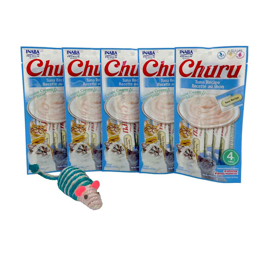 PAQUETE 20 PZ DE PREMIOS CHURUS PARA GATO ATÚN + REGALO - FridaPets - Gato - Alimento - Húmedo - INABA