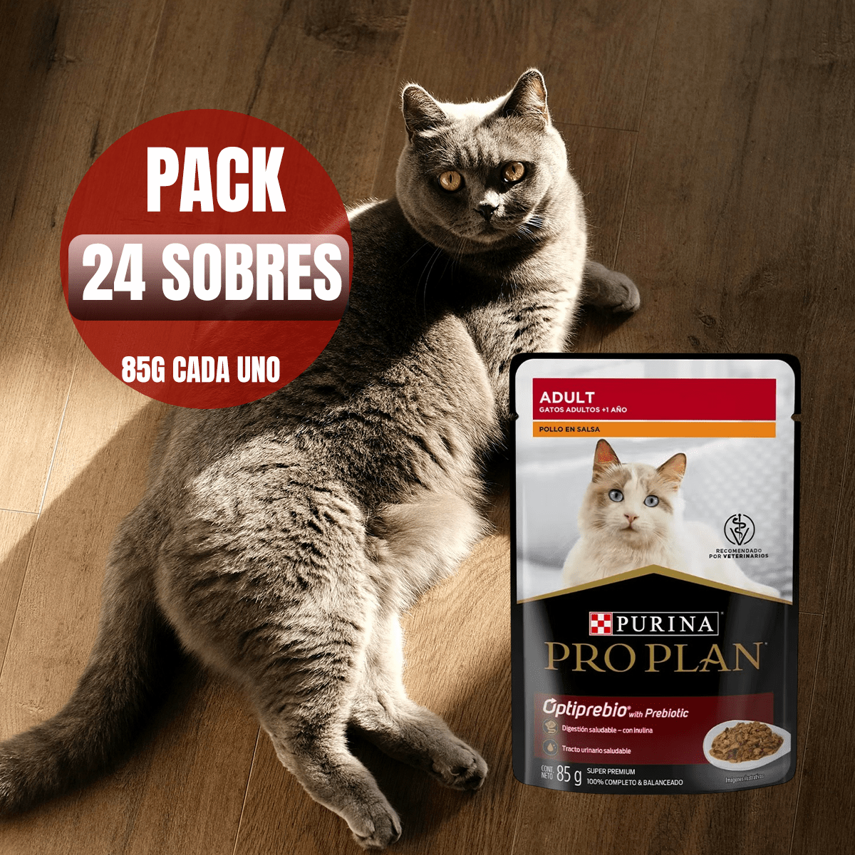 PAQUETE 24 SOBRES DE 85G PROPLAN GATO ADULTO POLLO + REGALO - FridaPets - Gato - Alimento - Húmedo - ProPlan