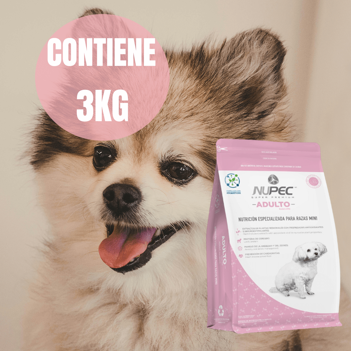 Paquete Nupec Adulto Raza Mini 3kg + Jabón Sedozoo Herbal - FridaPets - Perro - Alimento - Seco - Nupec