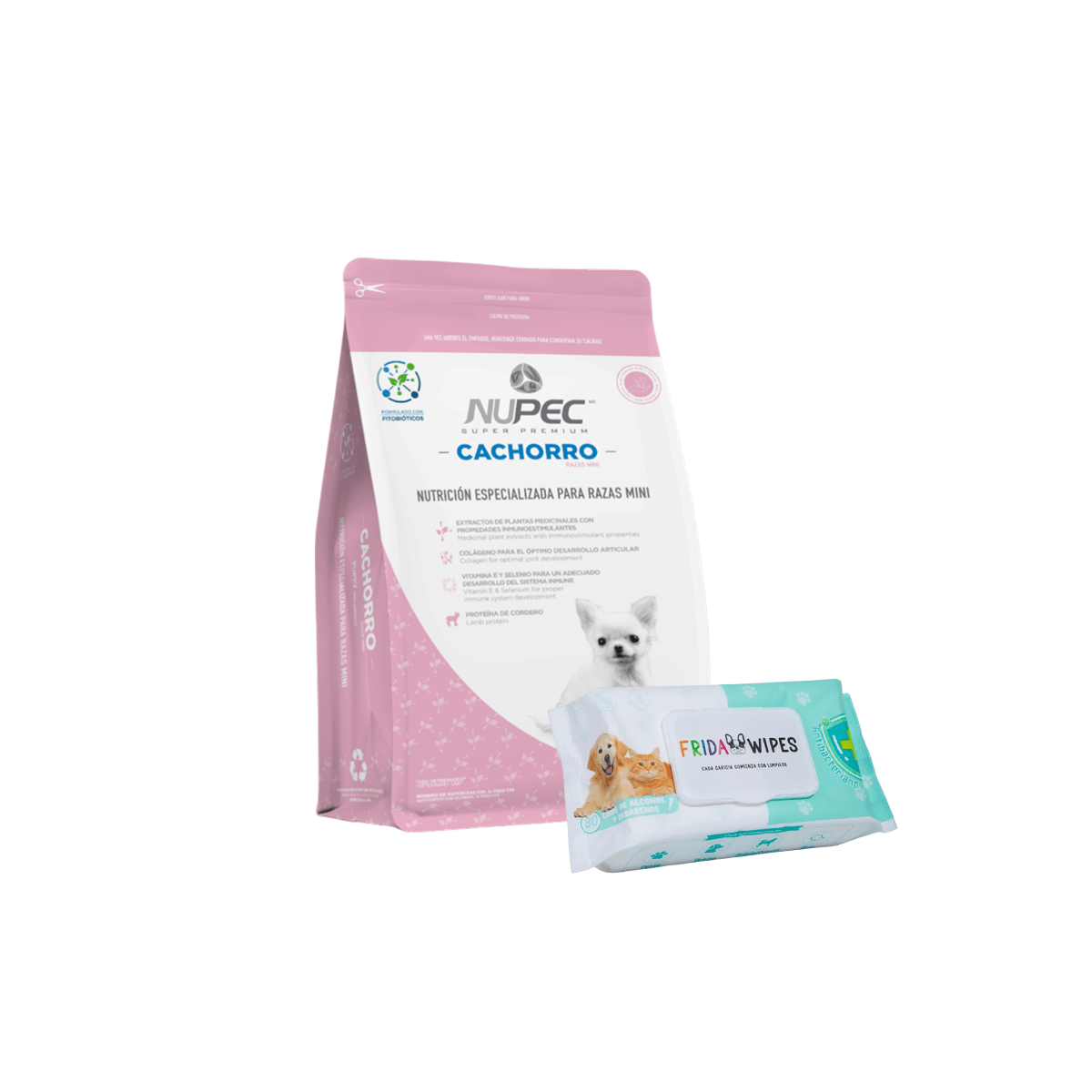 Paquete Nupec Cachorro Raza Mini 3kg + Toallitas Húmedas - FridaPets - Perro - Alimento - Seco - Nupec