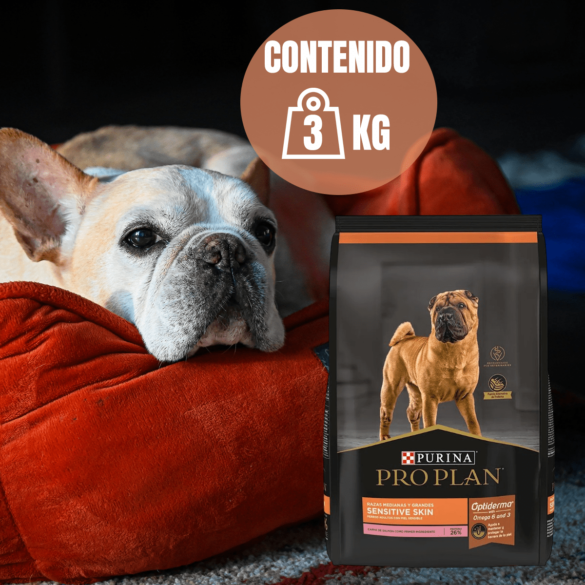 Proplan adulto piel sensible 3kg Med/gde + regalo - FridaPets - Perro - Alimento - Seco - ProPlan