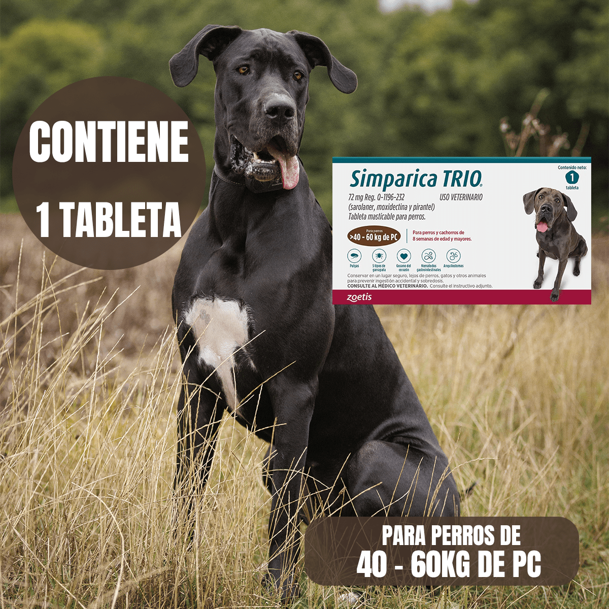 SIMPARICA TRIO 1 TABLETA ANTIPULGAS Y GARRAPATAS PARA PERROS - FridaPets - Perro - Salud y bienestar - Zoetis