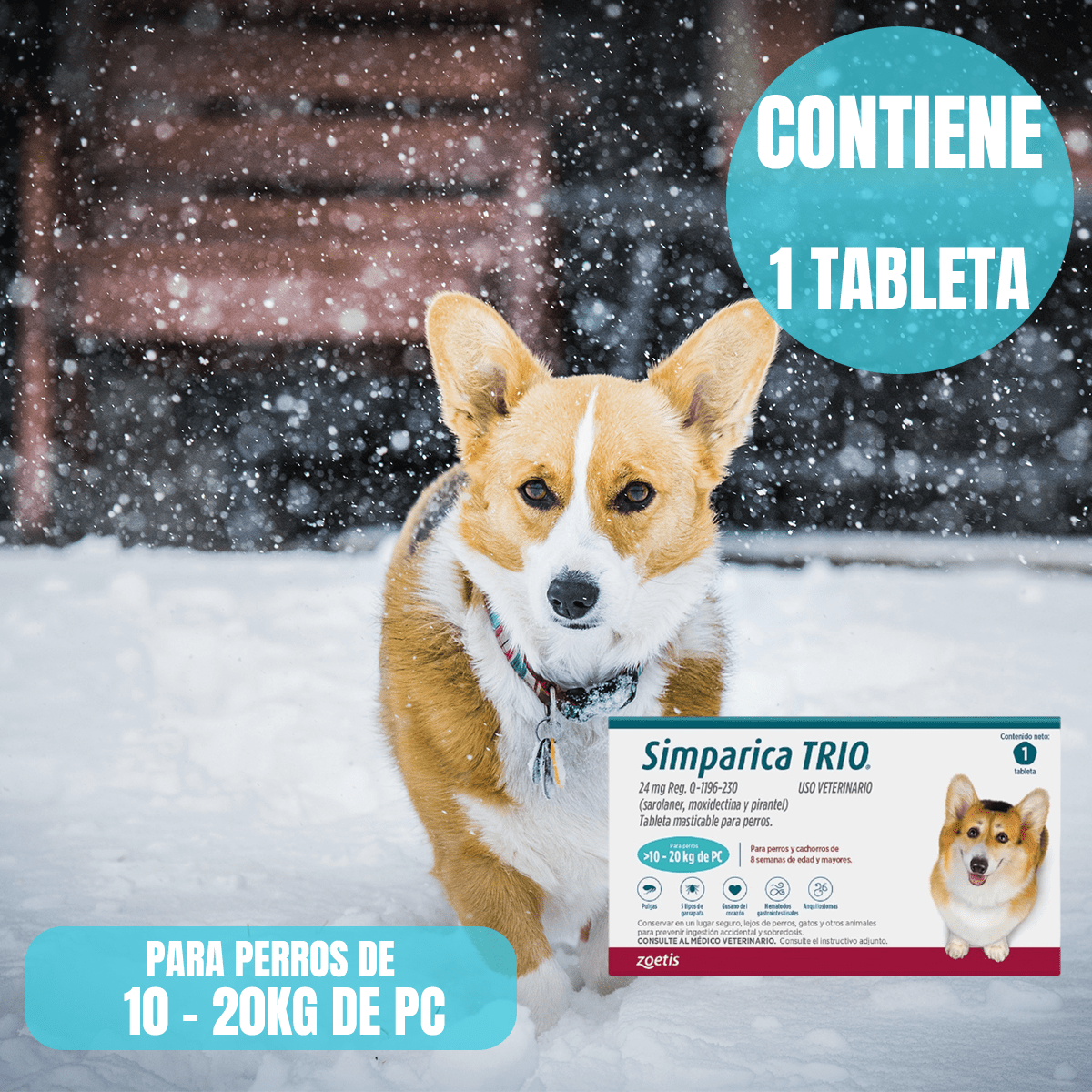 SIMPARICA TRIO 1 TABLETA ANTIPULGAS Y GARRAPATAS PARA PERROS - FridaPets - Perro - Salud y bienestar - Zoetis