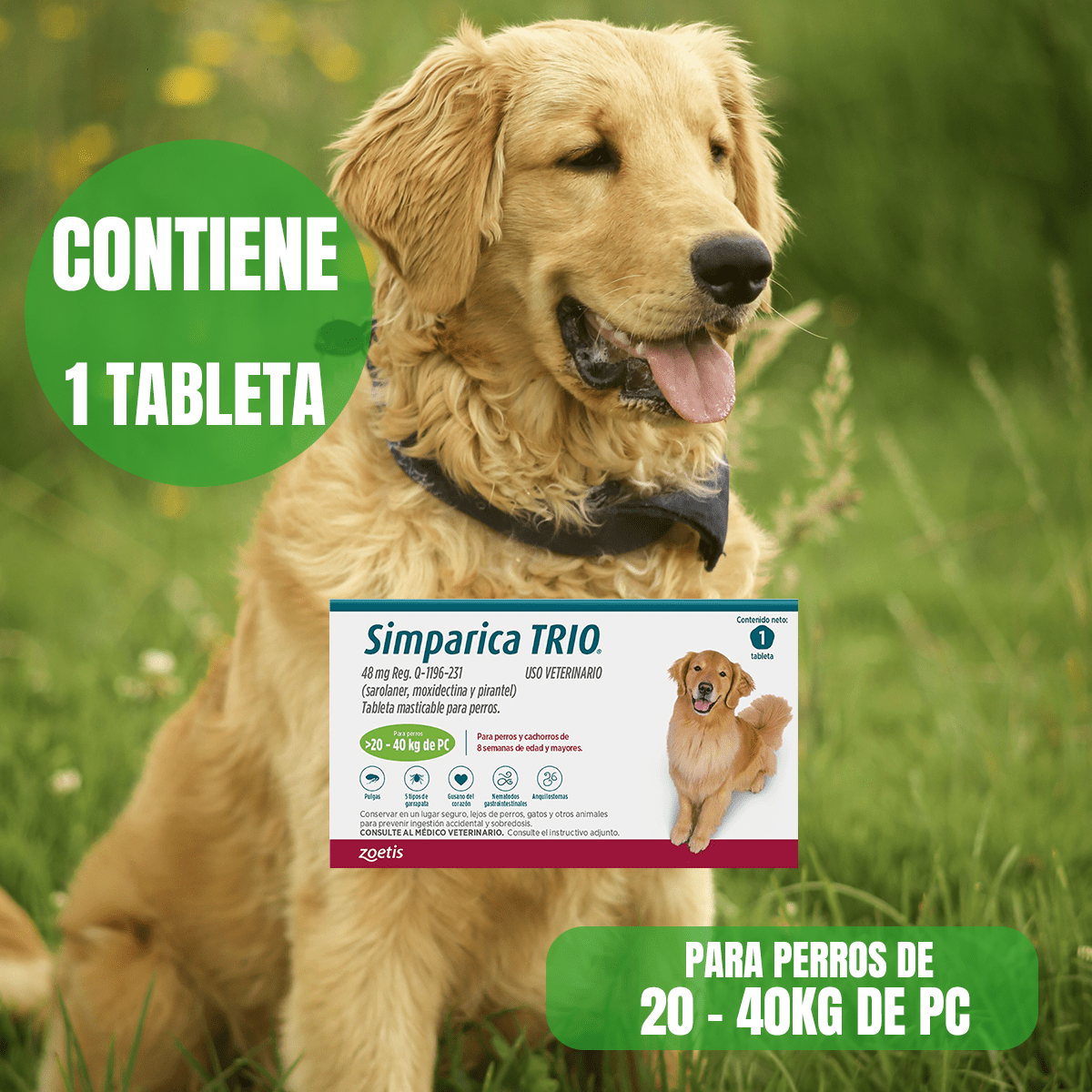 SIMPARICA TRIO 1 TABLETA ANTIPULGAS Y GARRAPATAS PARA PERROS - FridaPets - Perro - Salud y bienestar - Zoetis
