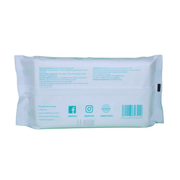 Etiqueta posterior Frida Wipes con cantidad, medida, material y precauciones