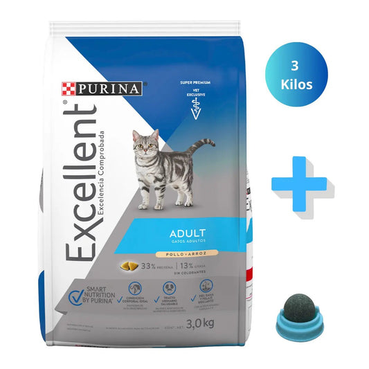 Alimento Excellent Gato Adulto 3kg + Regalo para Gato - FridaPets - Gato - Alimento - Seco - Excellent