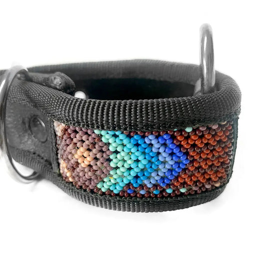 Collar Artesanal Wixari Pets Flechas (Azules y Café) S