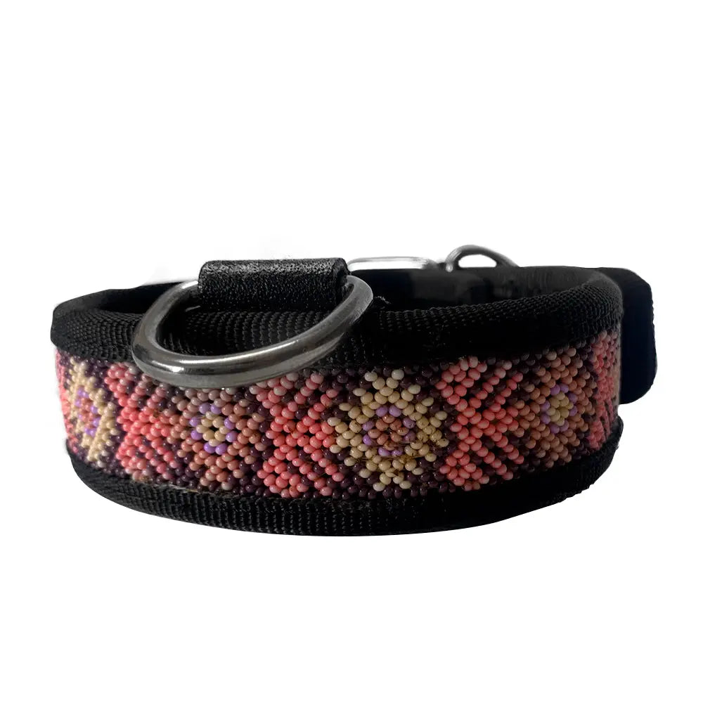 Collar Artesanal Wixari Pets Flor de Hikuri (Rosa Palo) M
