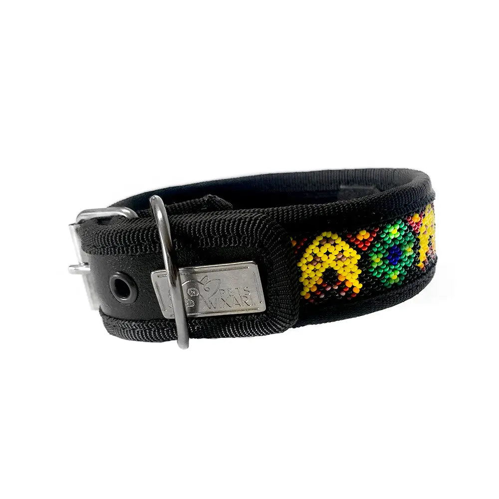 Collar Artesanal Wixari Pets Venado (Amarillo y Verde) M