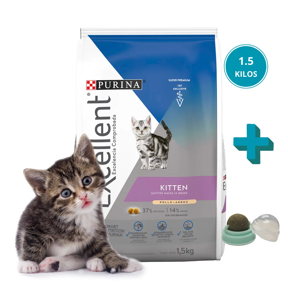 Croquetas Purina Excellent Kitten Gatito 1.5 Kg + Regalo FridaPets