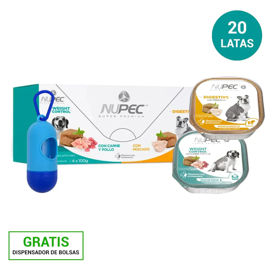 Paquete 4 pzas. Nupec Alimento Húmedo digestivo + Control de Peso FridaPets