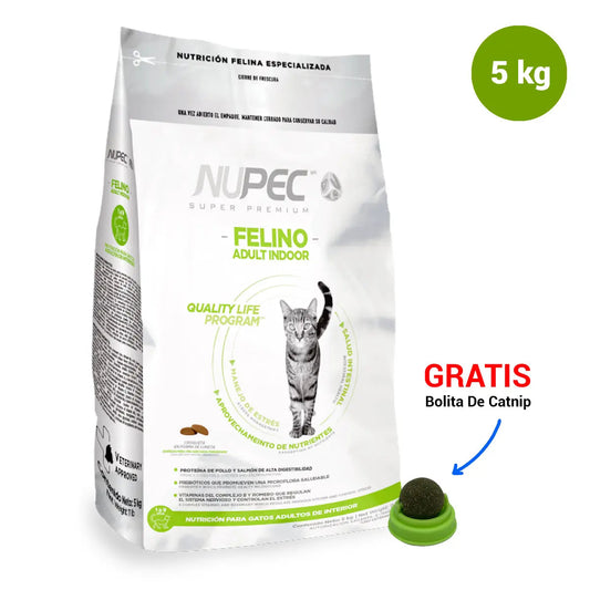 Paquete Nupec Indoor gato adulto 5kg + Regalo bola catnip FridaPets